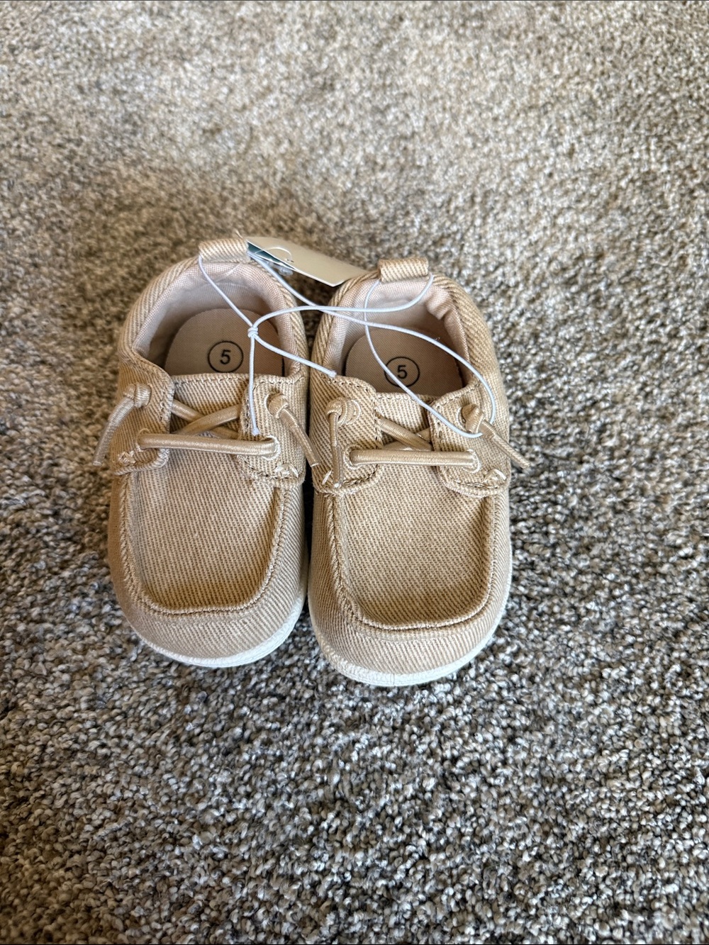 Little Boys Canvas Slip-On Shoes in Beige - new with tags